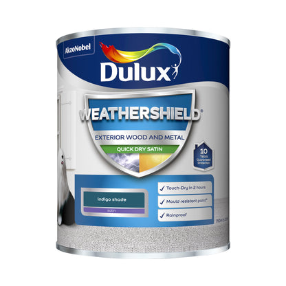 Dulux Weathershield Quick Dry Satin Paint - Indigo Shade - 750ml