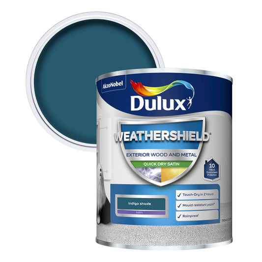 Dulux Weathershield Quick Dry Satin Paint - Indigo Shade - 750ml