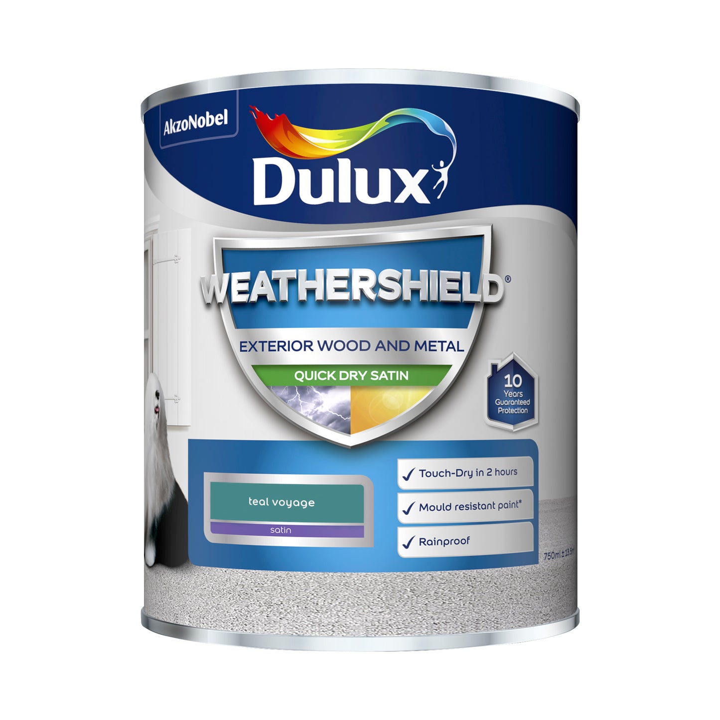 Dulux Weathershield Quick Dry Satin Paint - Teal Voyage - 750ml