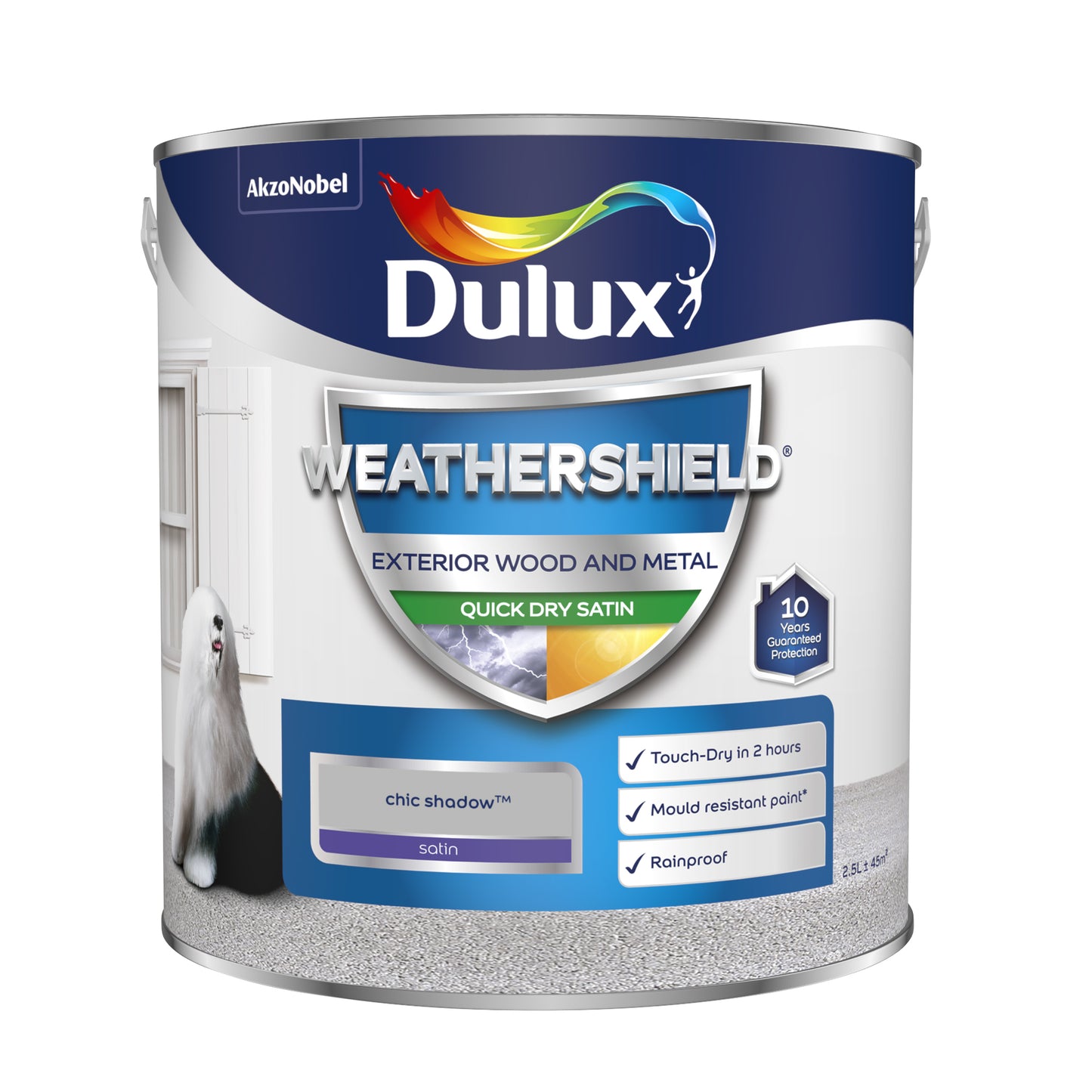 Dulux Weathershield Quick Dry Satin Paint - Chic Shadow - 2.5 Litre