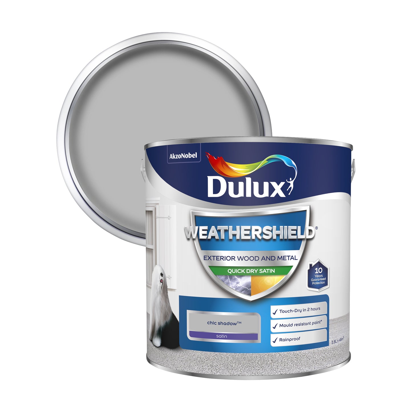 Dulux Weathershield Quick Dry Satin Paint - Chic Shadow - 2.5 Litre