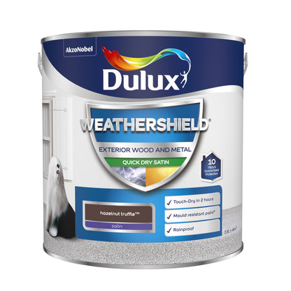 Dulux Weathershield Quick Dry Satin Paint - Hazelnut Truffle - 2.5 Litre