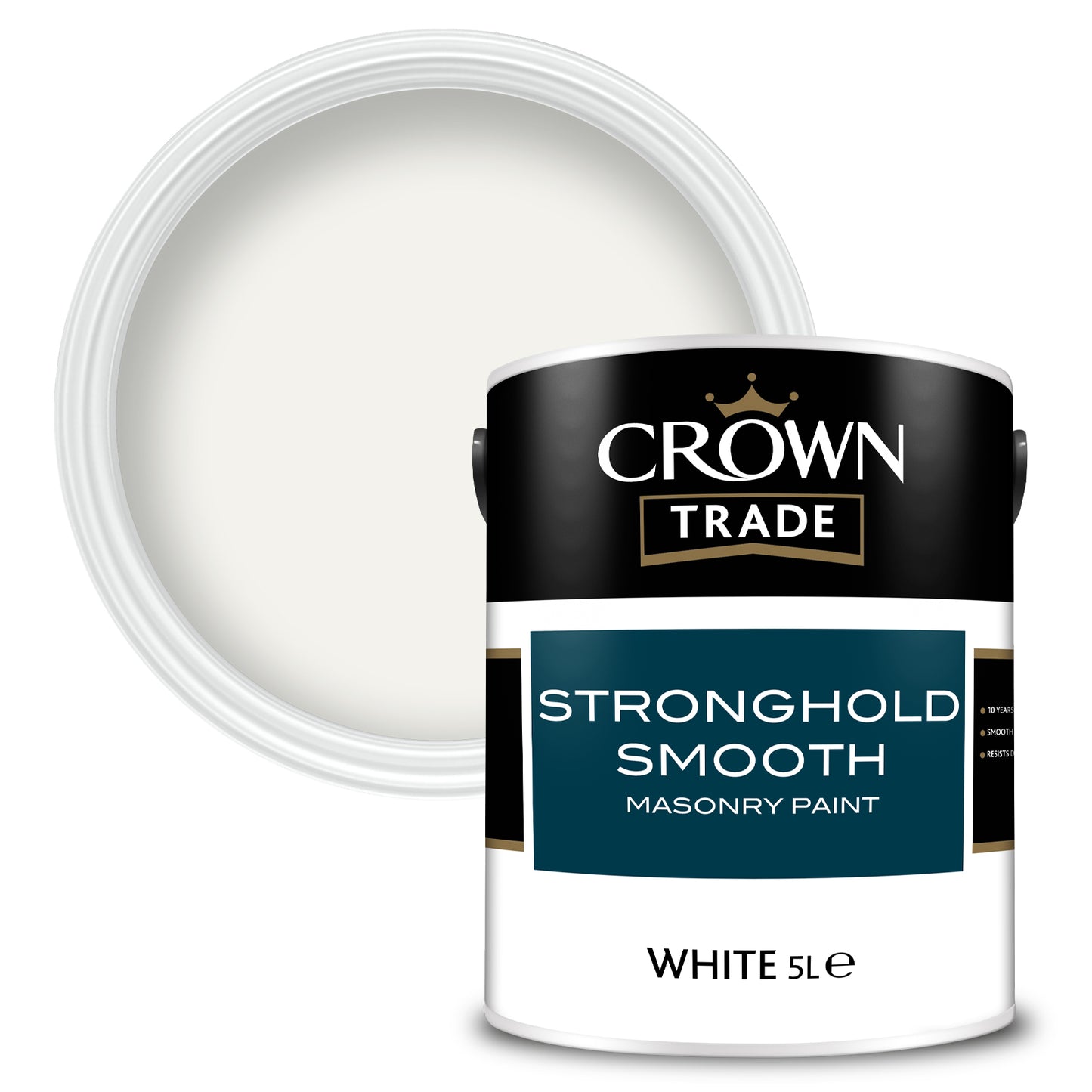 Crown Trade Stronghold Smooth Masonry Paint - White - 5 Litre