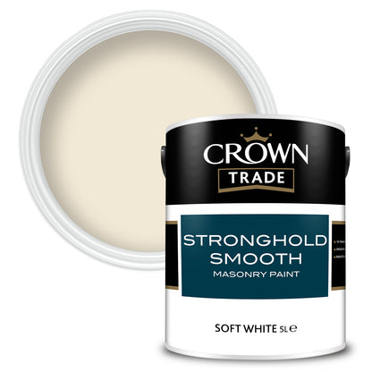 Crown Trade Stronghold Smooth Masonry Paint - Soft White - 5 Litre