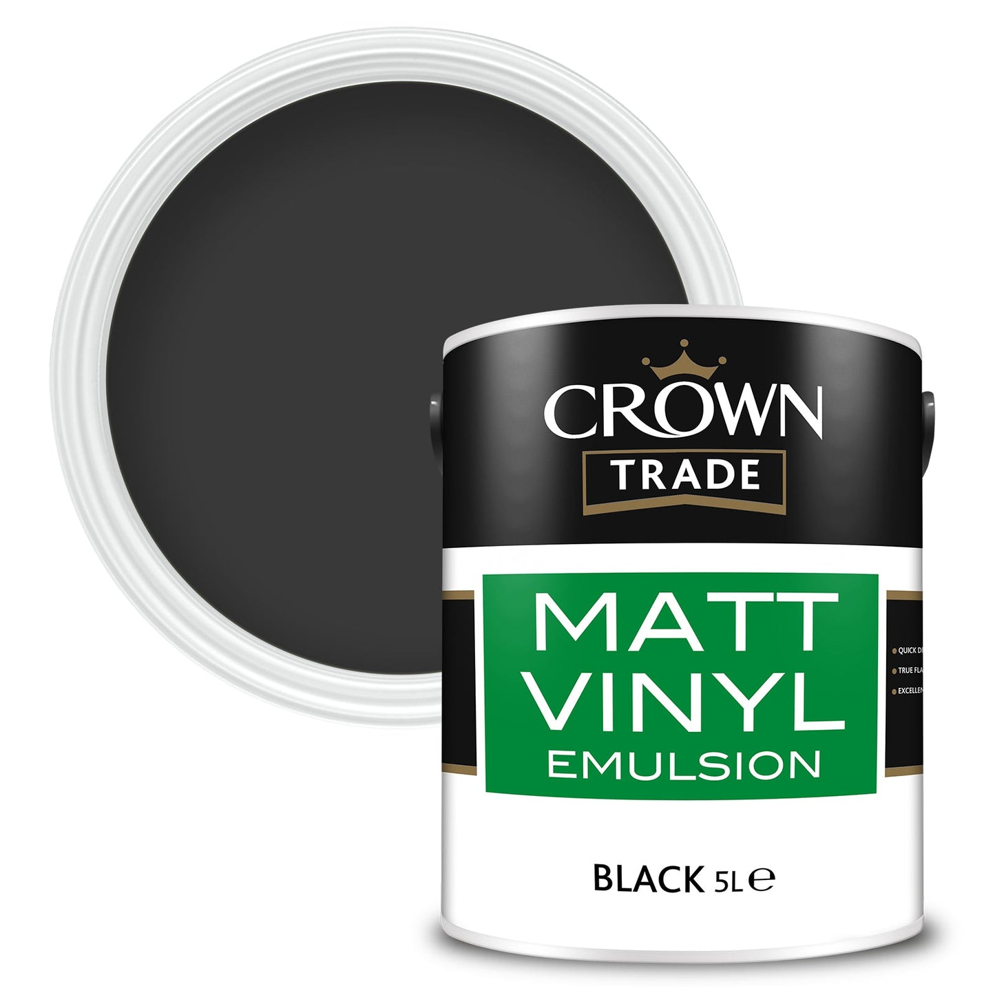 Crown Trade Quick-Drying Matt Vinyl Emulsion Paint - Black