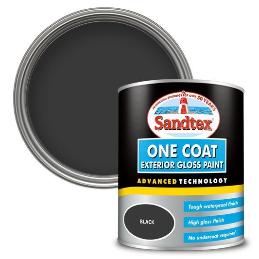 Sandtex One Coat Exterior Gloss Paint - Black