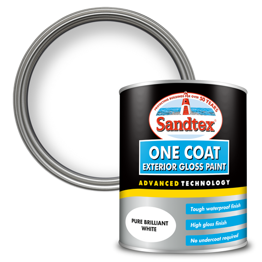 Sandtex One Coat Exterior Gloss Paint - Brilliant White