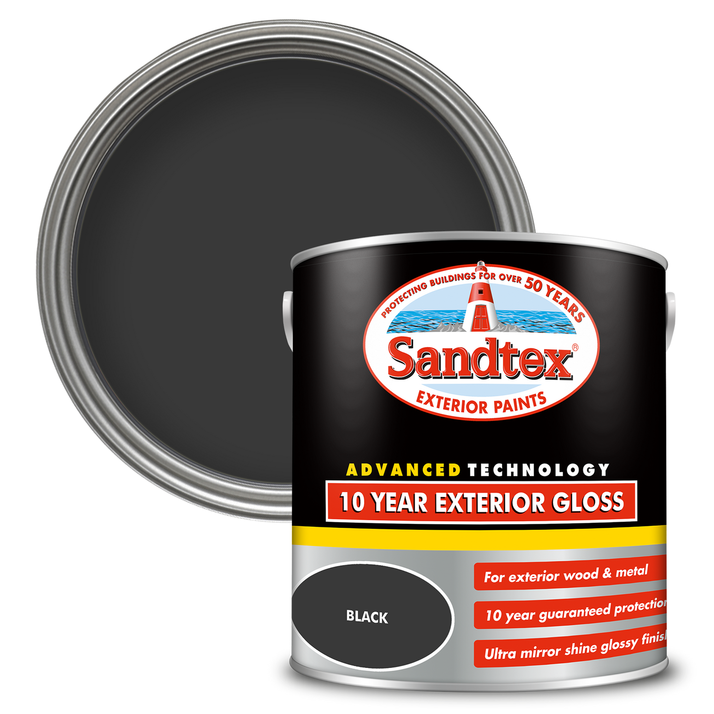 Sandtex 10 Year Exterior Gloss Paint - Black