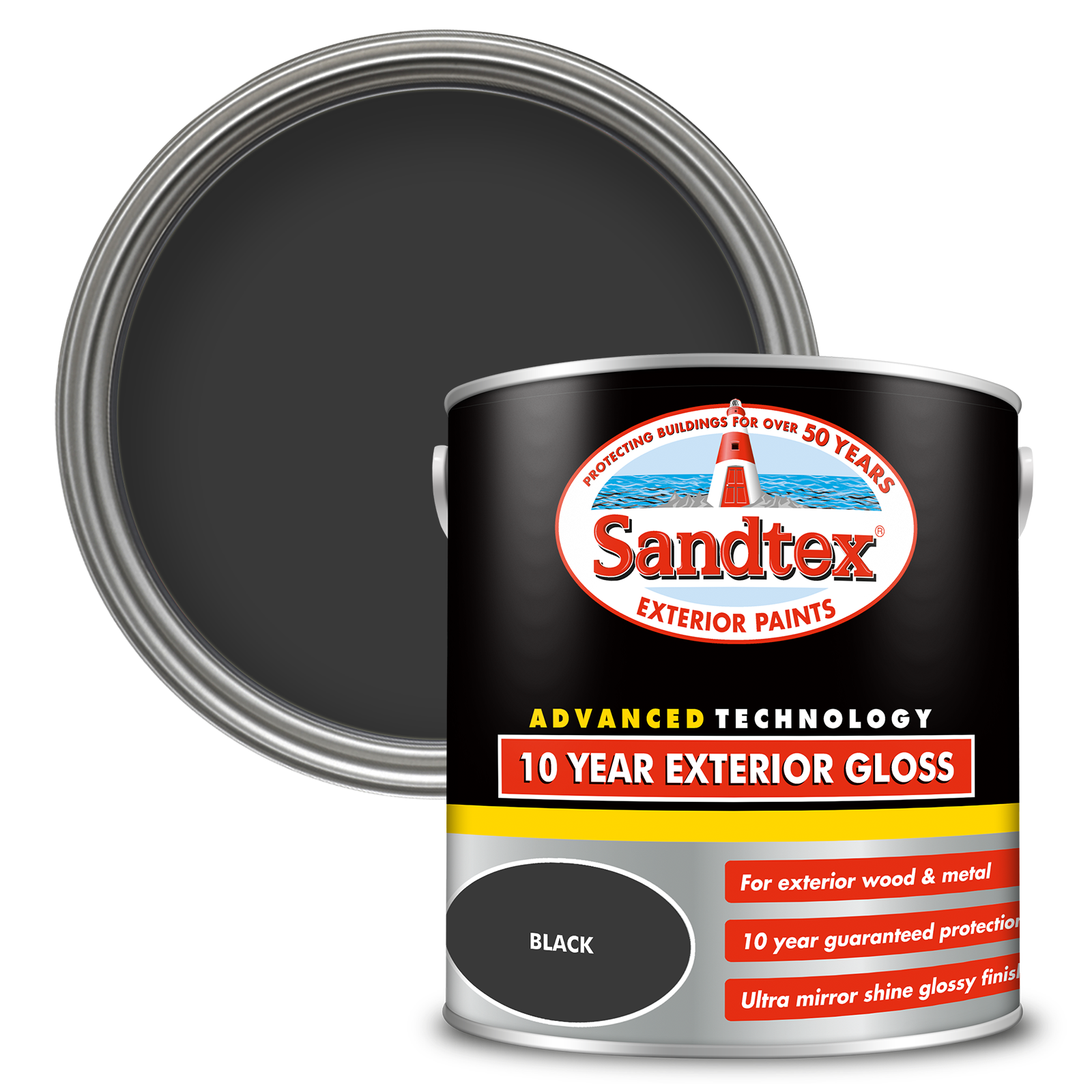 Sandtex 10 Year Exterior Gloss Paint - Black