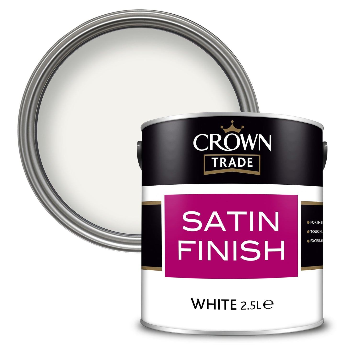 Crown Trade Washable Satin Finish Paint - White