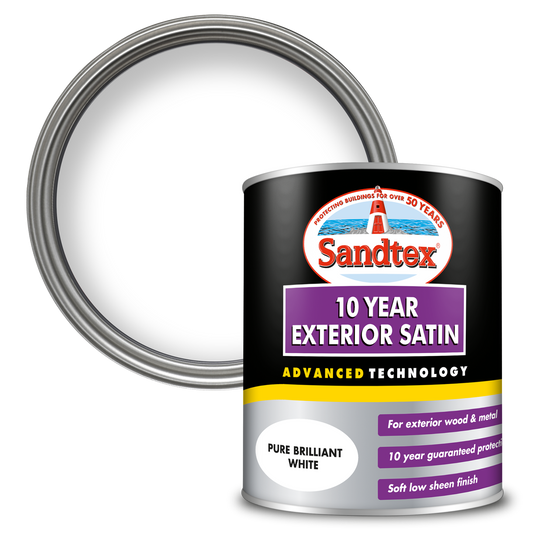 Sandtex 10 Year Exterior Satin Paint - Brilliant White