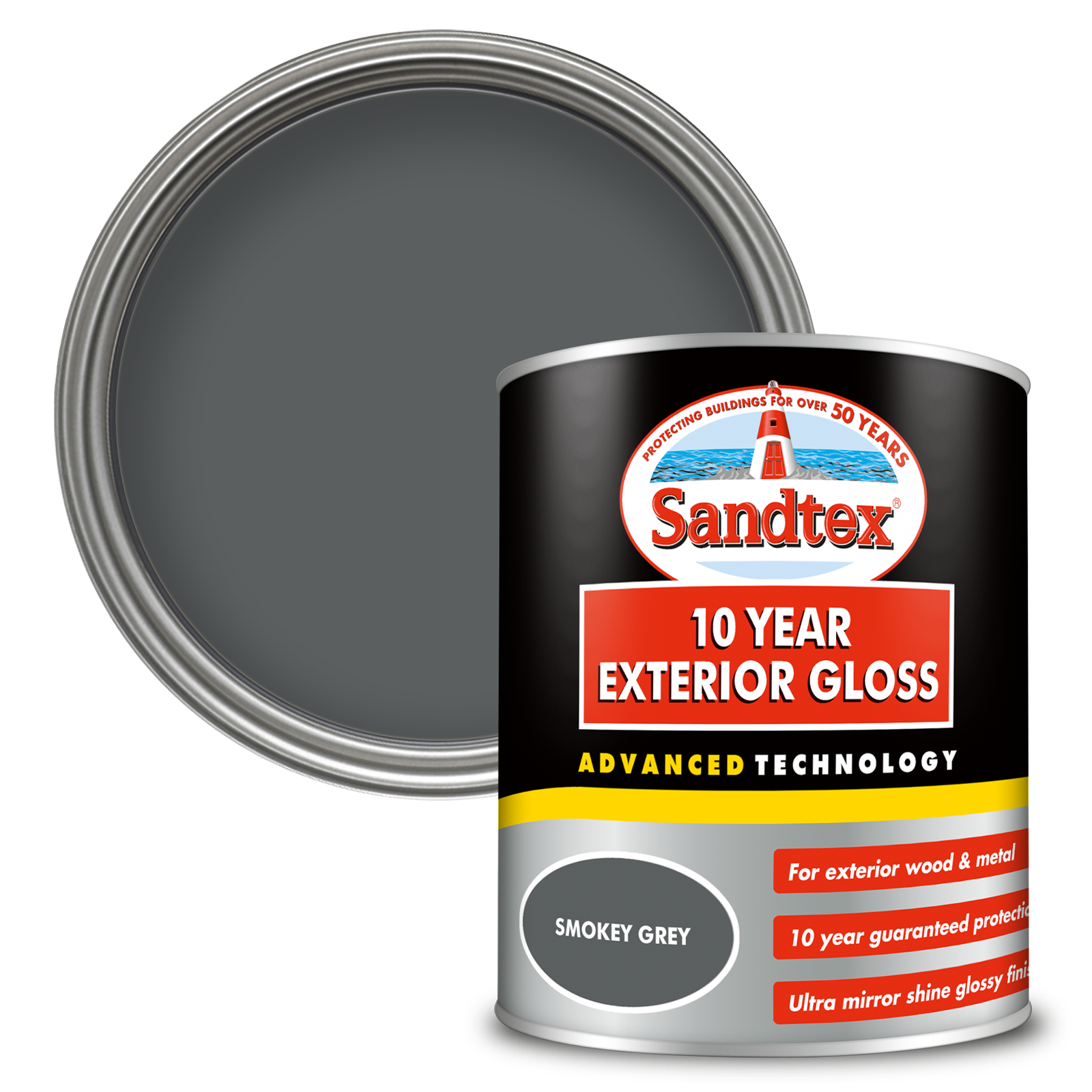 Sandtex 10 Year Exterior Gloss Paint - Smokey Grey - 750ml