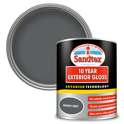 Sandtex 10 Year Exterior Gloss Paint - Smokey Grey - 750ml