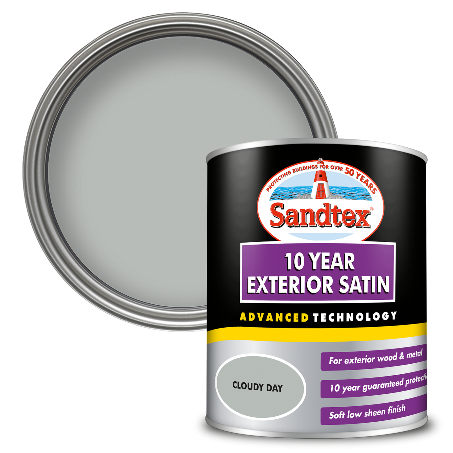 Sandtex 10 Year Exterior Satin Paint - Cloudy Day - 750ml