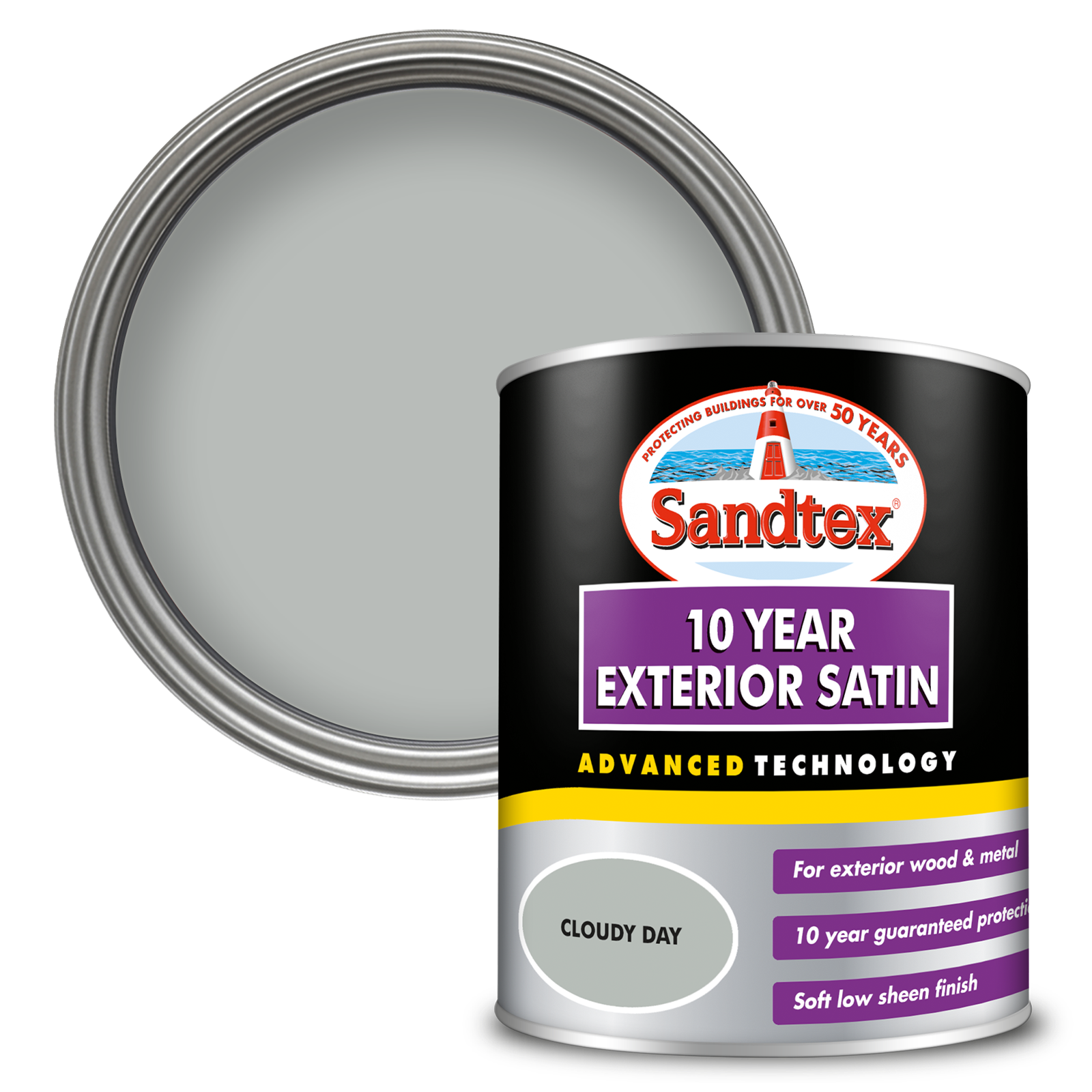 Sandtex 10 Year Exterior Satin Paint - Cloudy Day - 750ml