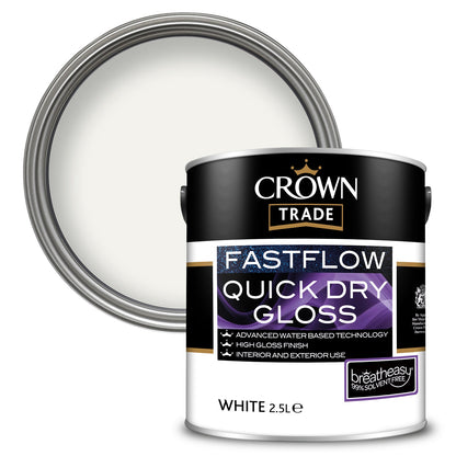 Crown Trade Fastflow Quick Dry Gloss Paint  - White