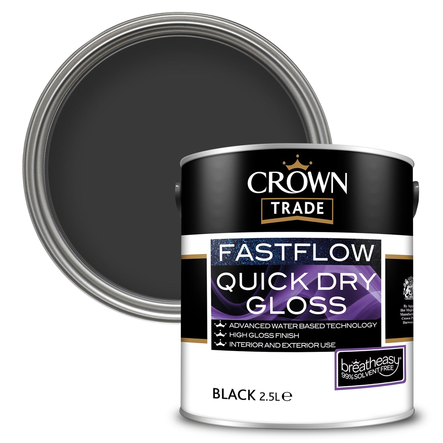 Crown Trade Fastflow Quick Dry Gloss Paint - Black