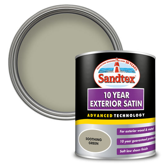 Sandtex 10 Year Exterior Satin Paint - Soothing Green - 750ml