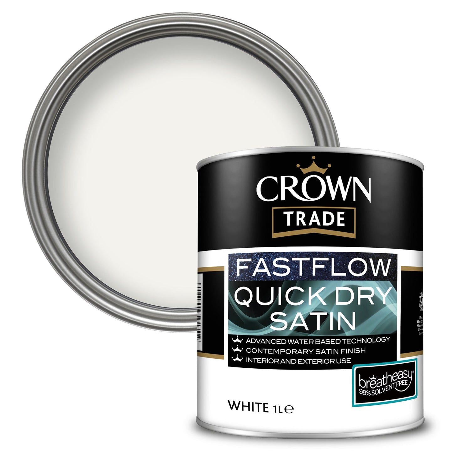 Crown Trade Fastflow Quick Dry Satin Paint - White