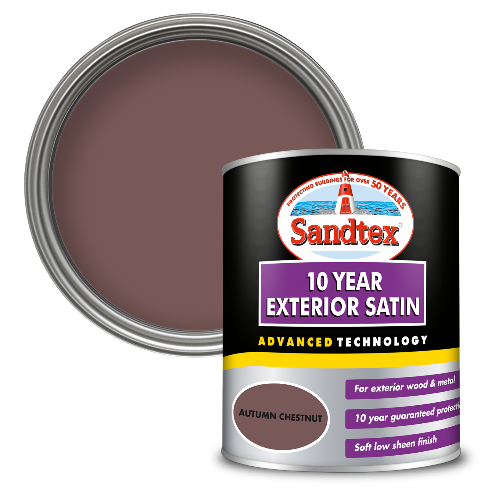 Sandtex 10 Year Exterior Satin Paint - Autumn Chestnut