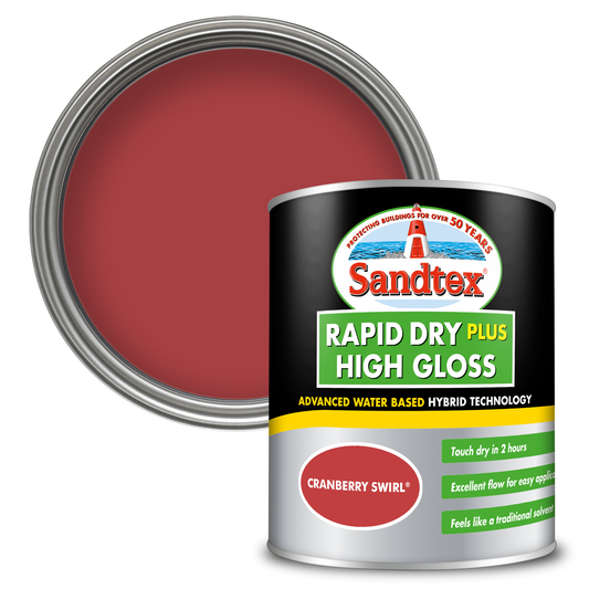 Sandtex Rapid Dry Plus High Gloss Paint - Cranberry Swirl - 750ml