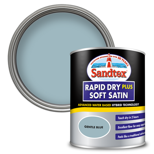 Sandtex Rapid Dry Plus Soft Satin Paint - Gentle Blue - 750ml