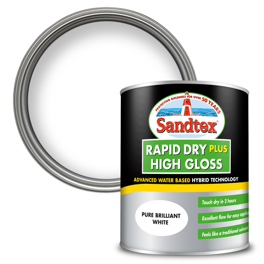 Sandtex Rapid Dry Plus High Gloss Paint - Brilliant White