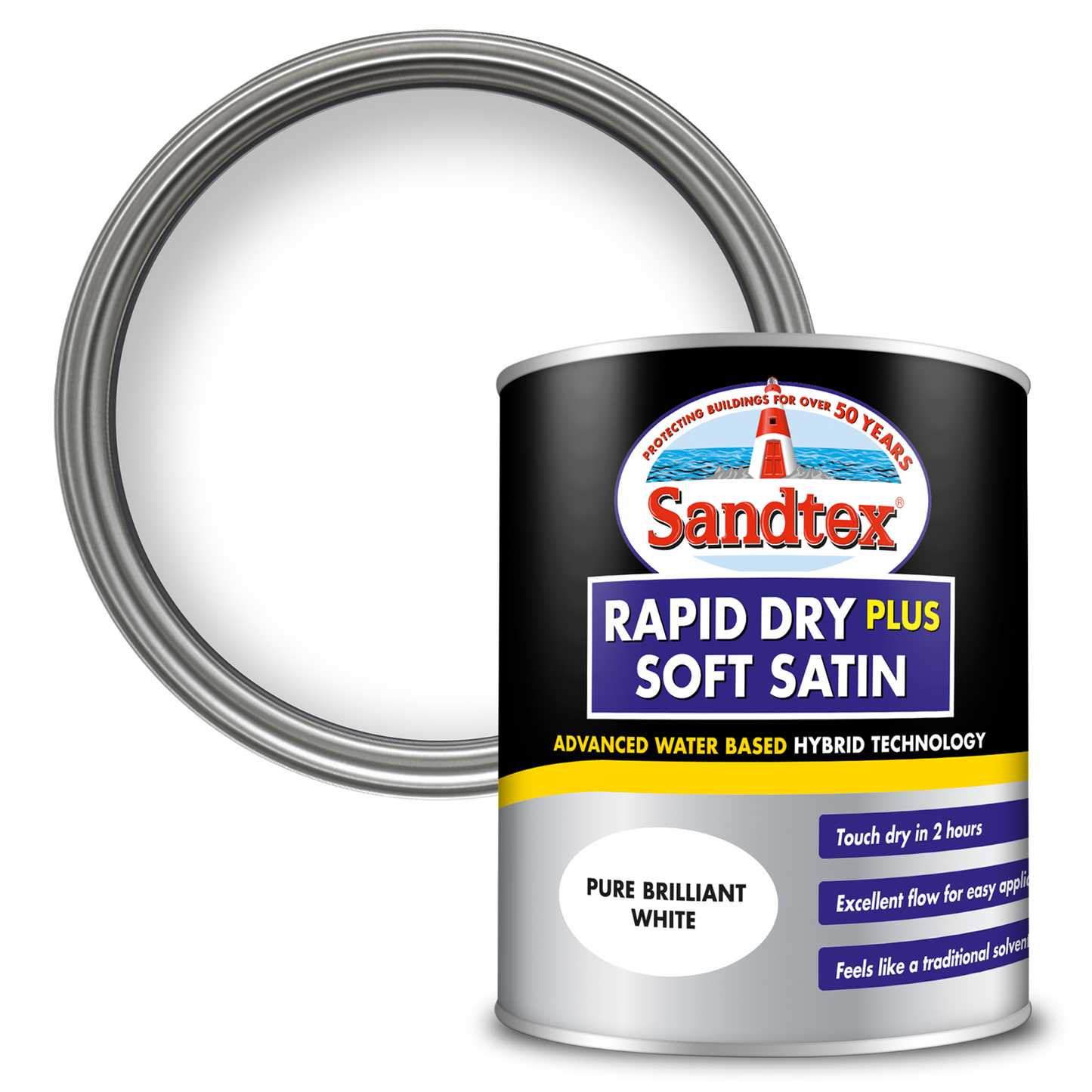 Sandtex Rapid Dry Plus Soft Satin Paint - Brilliant White