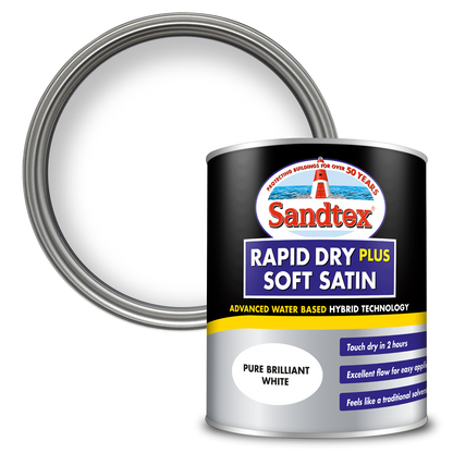 Sandtex Rapid Dry Plus Soft Satin Paint - Brilliant White