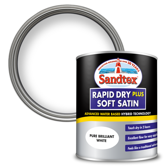 Sandtex Rapid Dry Plus Soft Satin Paint - Brilliant White