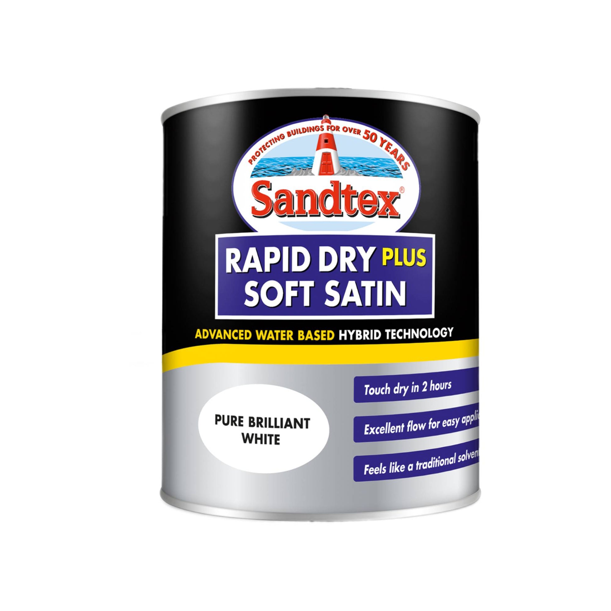 Sandtex Rapid Dry Plus Soft Satin Paint - Brilliant White