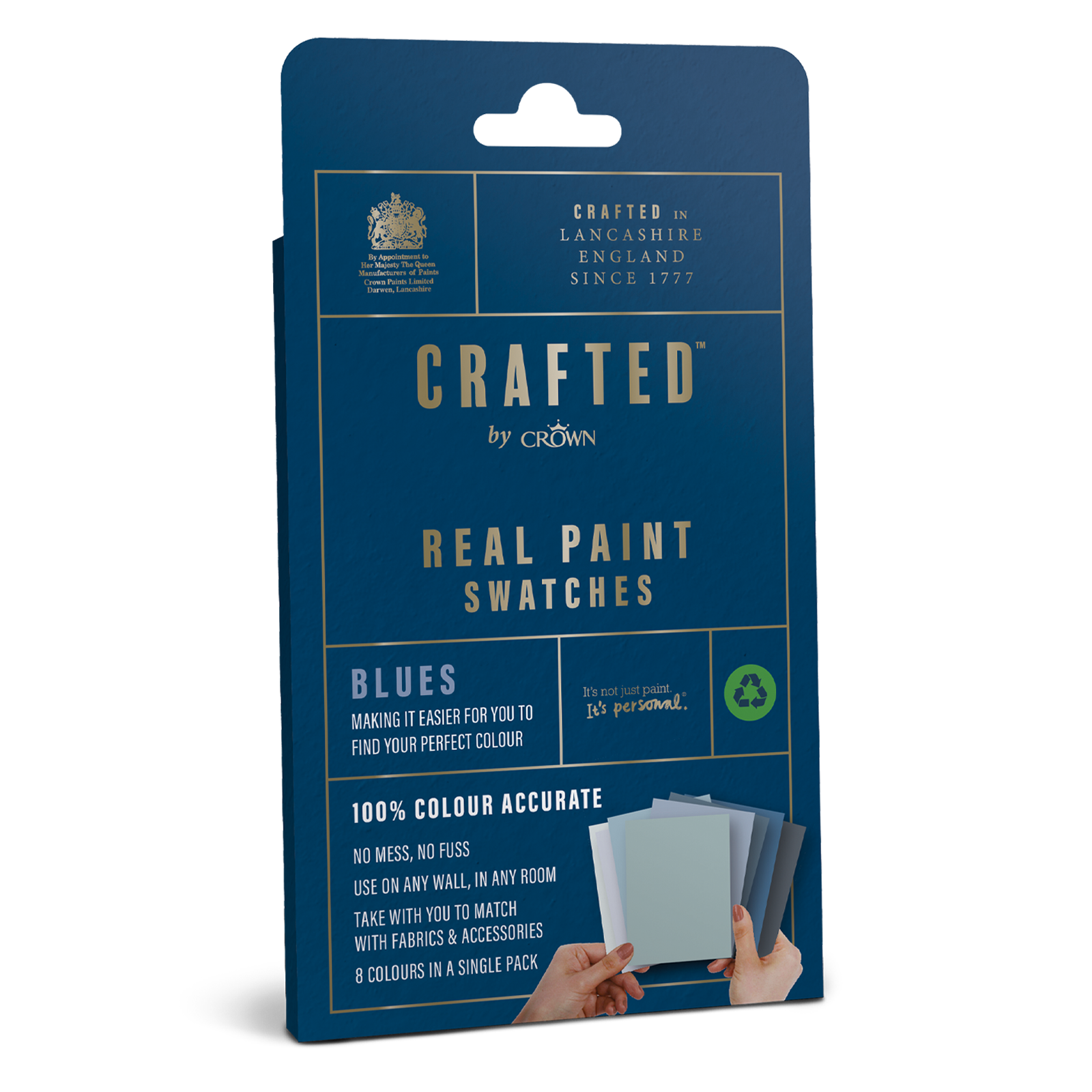 Crown Crafted Real Paint Swatches - Blues (Pack of 8)