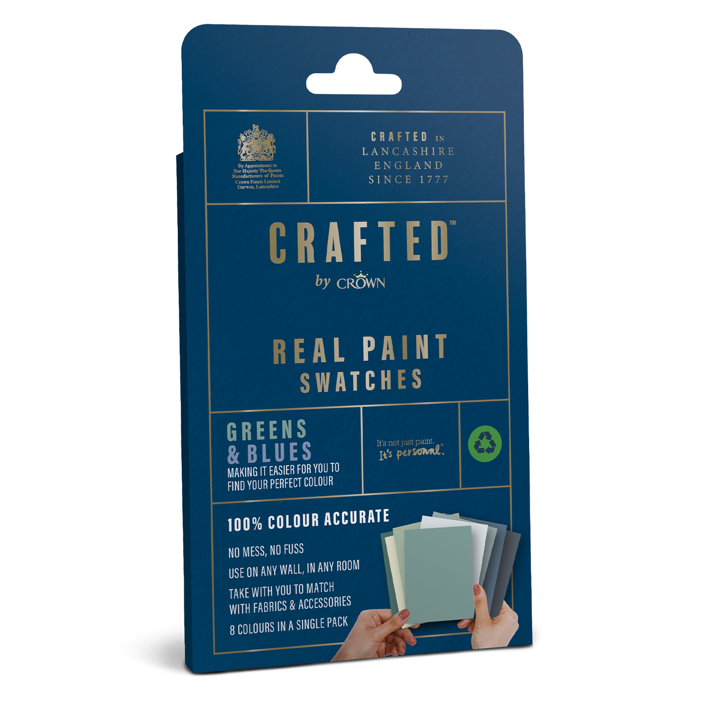 Crown Crafted Real Paint Swatches - Green / Blues (Pack of 8)