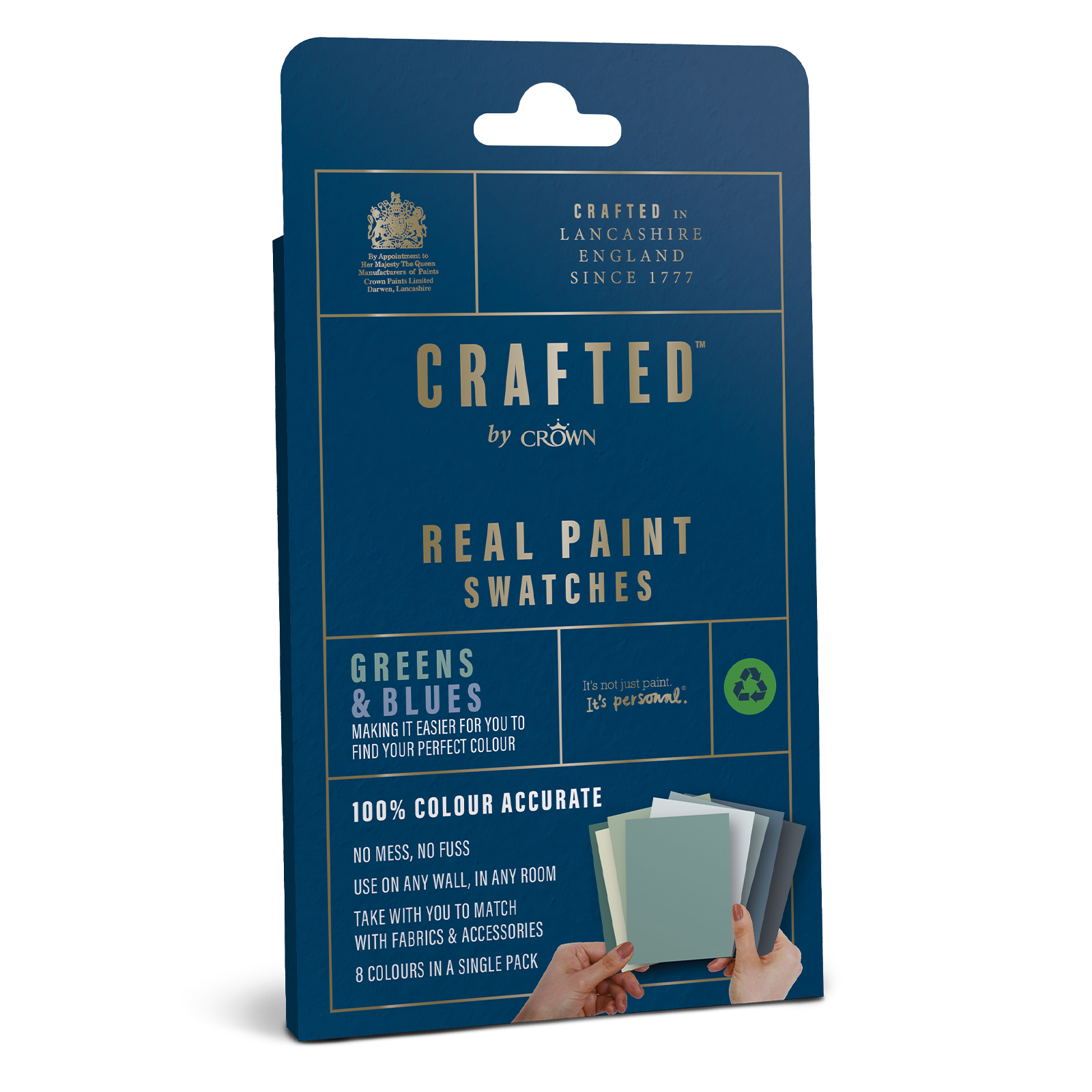 Crown Crafted Real Paint Swatches - Green / Blues (Pack of 8)