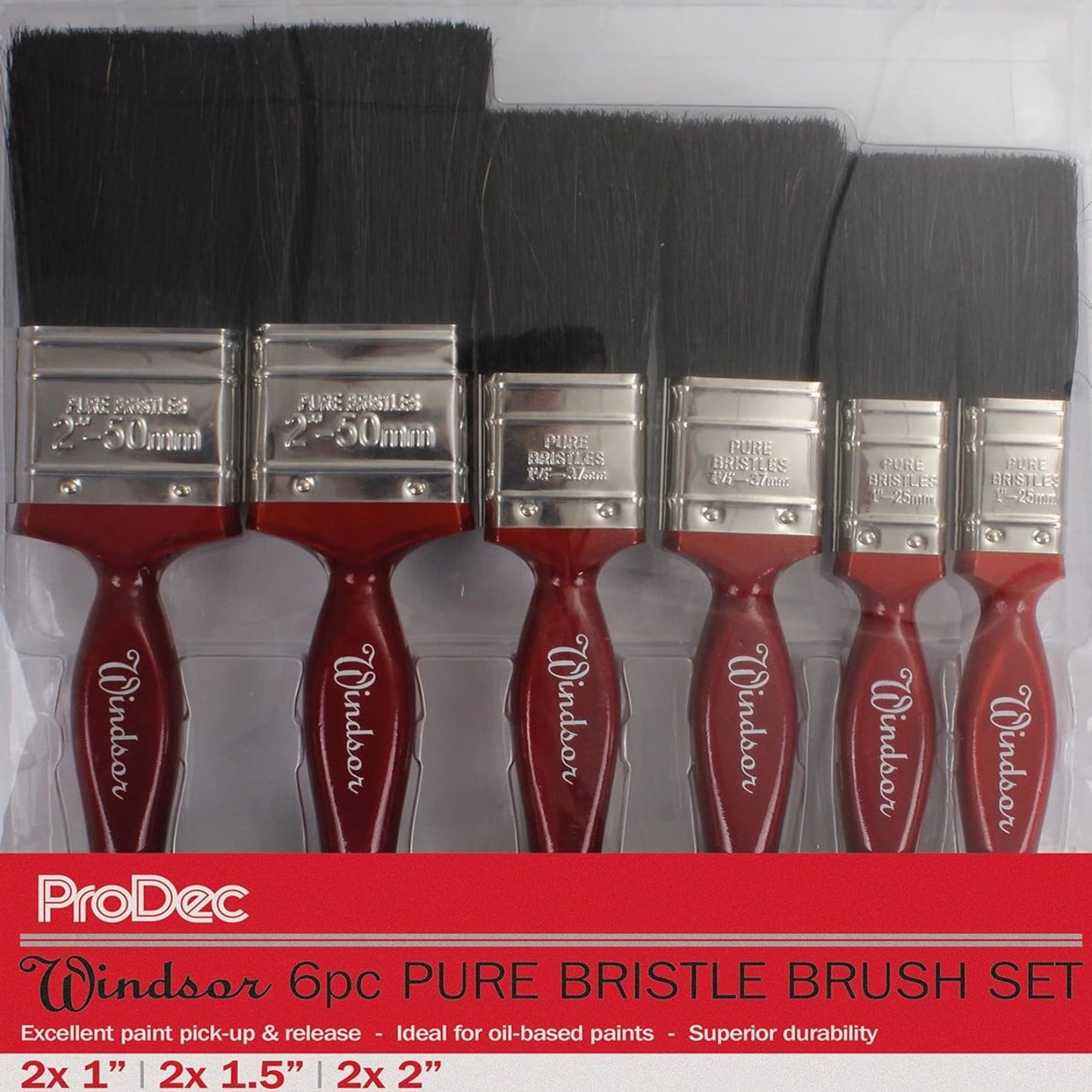 Prodec 6 Piece Windsor Pure Bristle Paint Brush Set