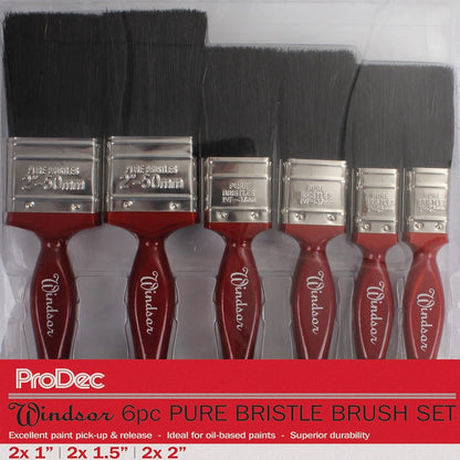 Prodec 6 Piece Windsor Pure Bristle Paint Brush Set