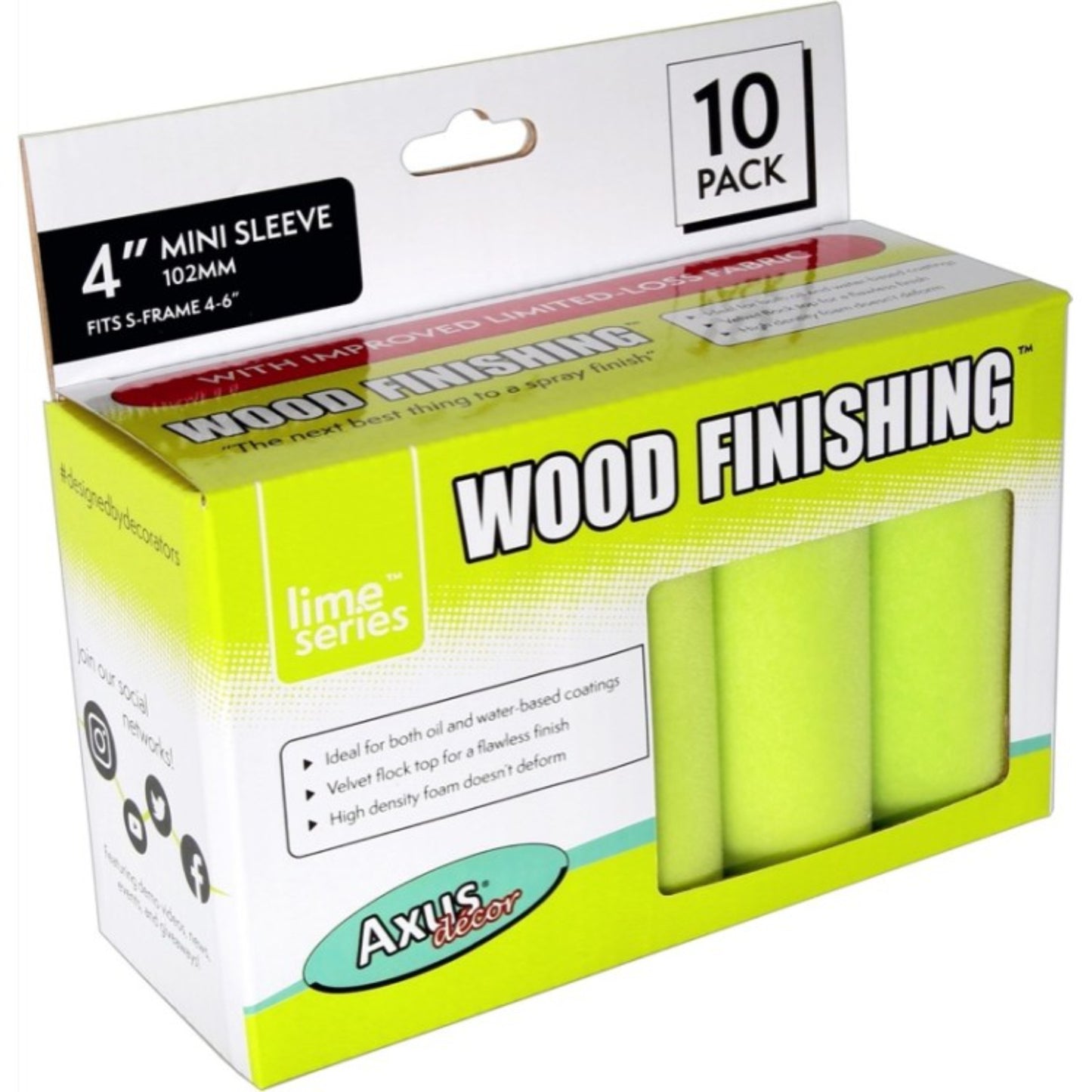 Axus Decor Lime Wood Finishing Velvet Flock Mini Sleeves Pack of 10