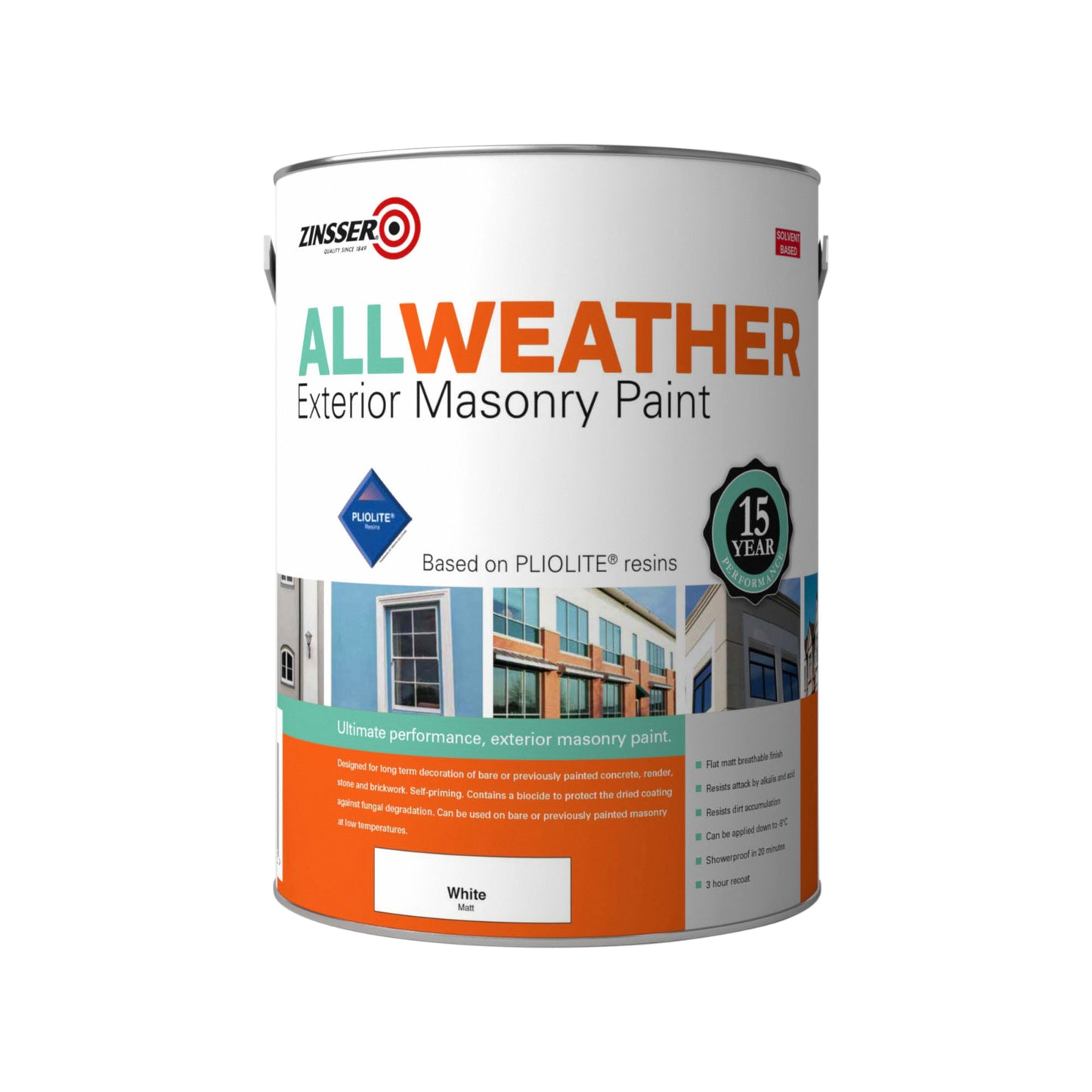 Zinsser AllWeather Exterior Masonry Paint - White - 5 Litre