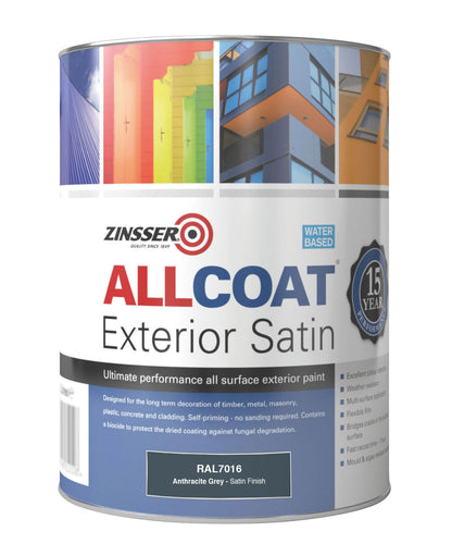 Zinsser AllCoat Exterior Water Based Satin - Anthracite Grey (RAL7016)