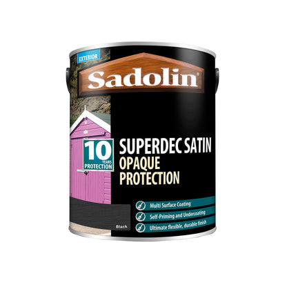 Sadolin Superdec Satin - Opaque Exterior Wood Finish with 10 Year Protection - Black