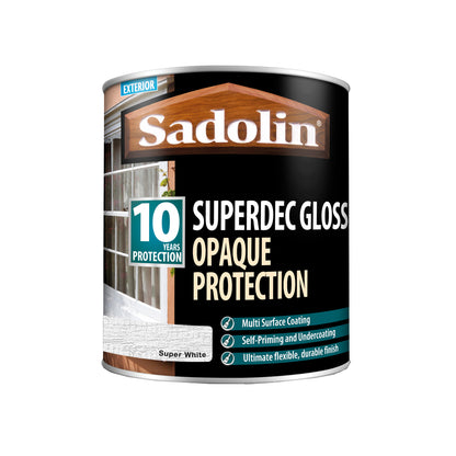 Sadolin Superdec Gloss - Opaque Finish for Wood and Other Surfaces with 10 Year Protection - Super White