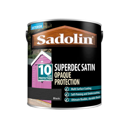 Sadolin Superdec Satin - Opaque Exterior Wood Finish with 10 Year Protection - Black