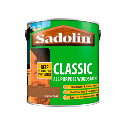 Sadolin Weatherproof Interior and Exterior Wood Stain - Burma Teak