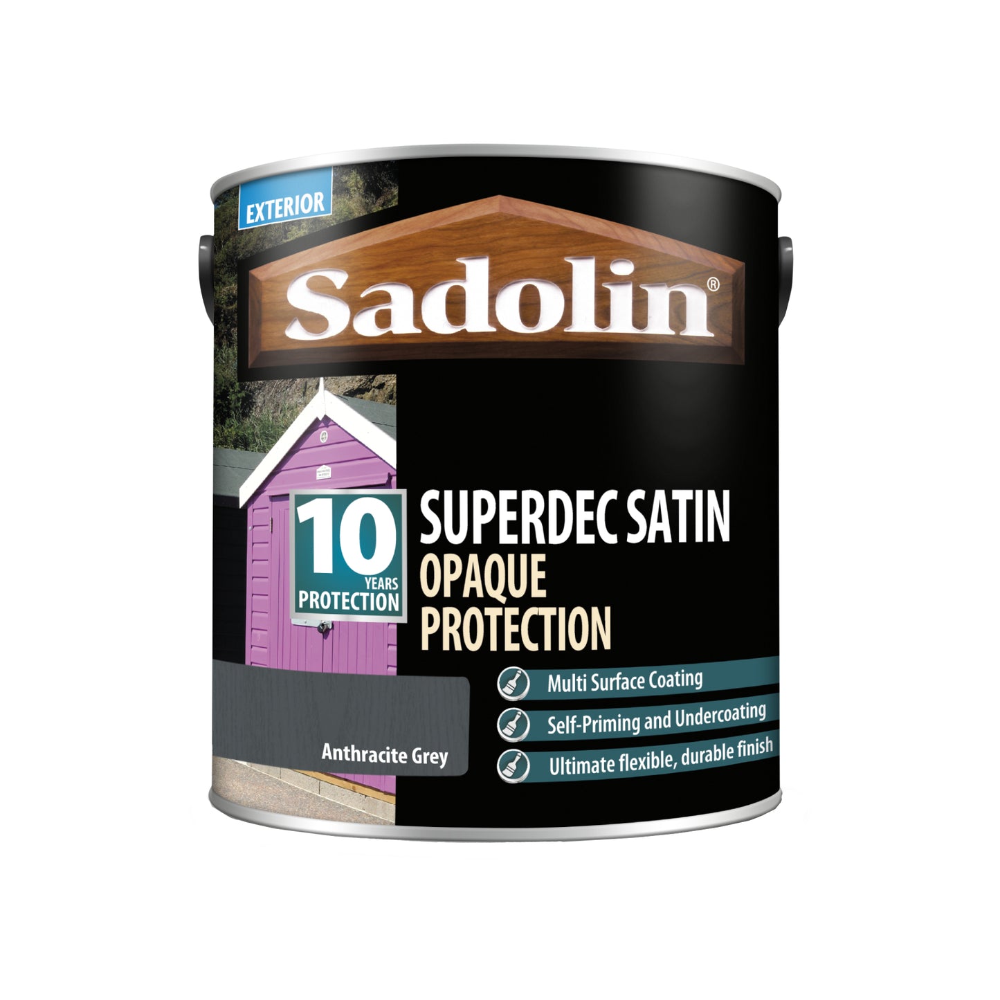 Sadolin Superdec Satin - Opaque Exterior Wood Finish with 10 Year Protection - Anthracite Grey