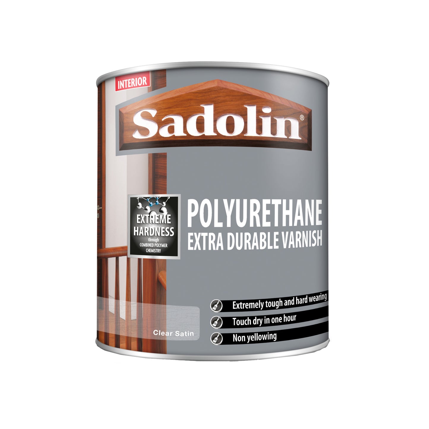 Sadolin Polyurethane Extra Durable Varnish for Interior Wood and Furniture - Clear Satin