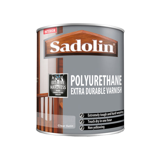 Sadolin Polyurethane Extra Durable Varnish for Interior Wood and Furniture - Clear Satin