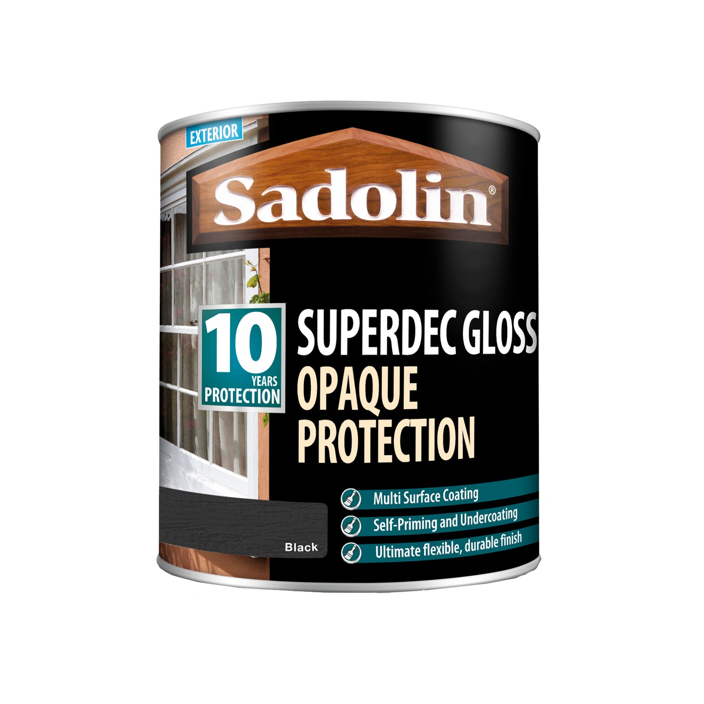 Sadolin Superdec Gloss - Opaque Finish for Wood and Other Surfaces with 10 Year Protection - Black