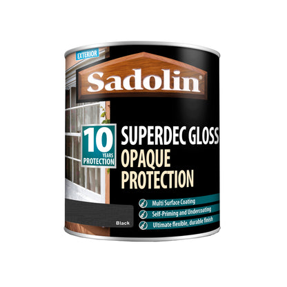 Sadolin Superdec Gloss - Opaque Finish for Wood and Other Surfaces with 10 Year Protection - Black