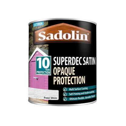 Sadolin Superdec Satin - Opaque Exterior Wood Finish with 10 Year Protection - Super White