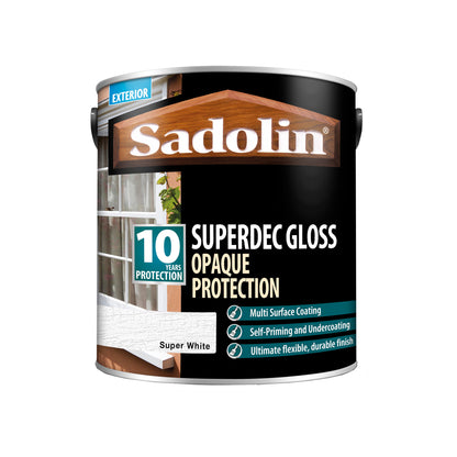 Sadolin Superdec Gloss - Opaque Finish for Wood and Other Surfaces with 10 Year Protection - Super White